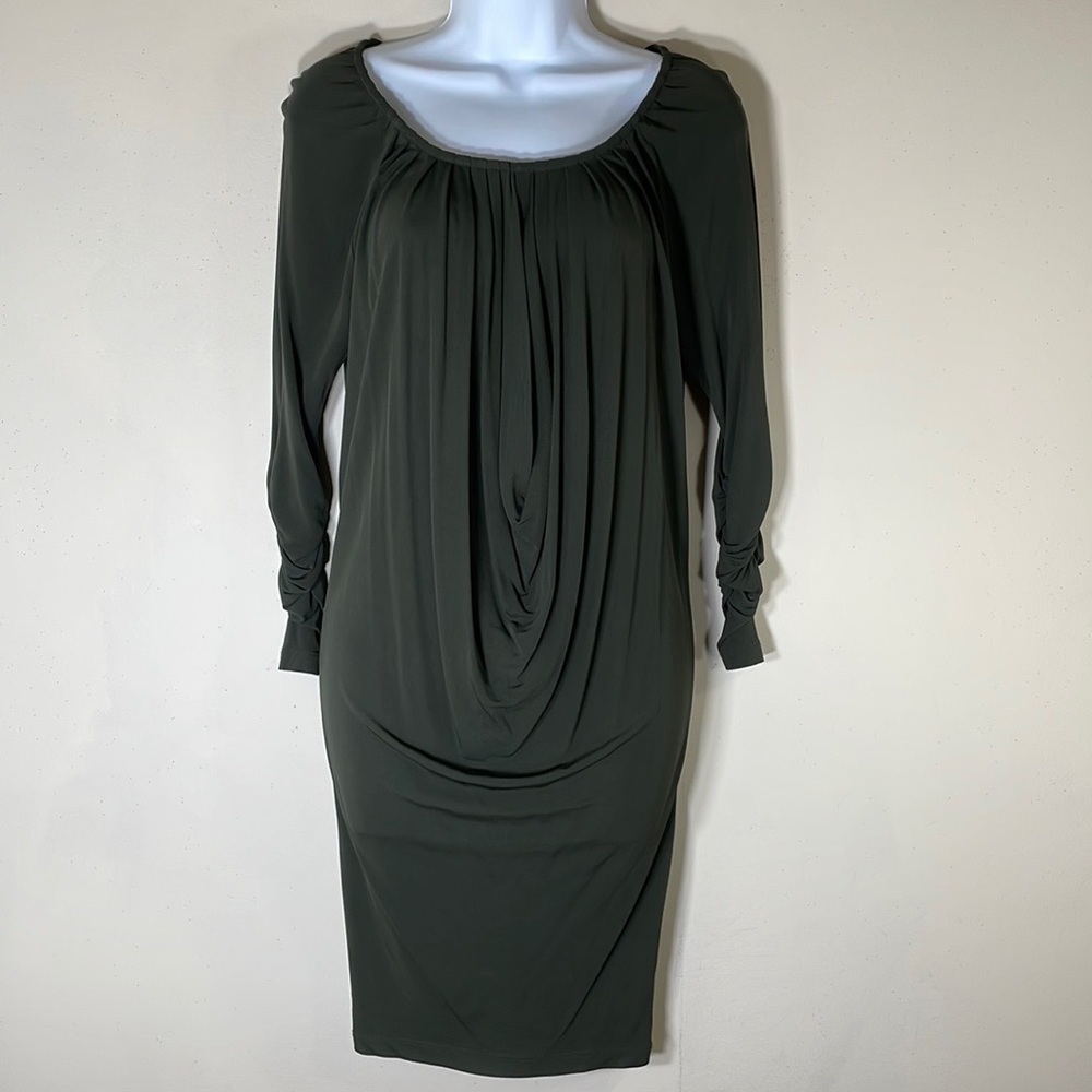 Alice + Olivia XS Drape Front Cut-Out Back Ruched Long Sleeve.